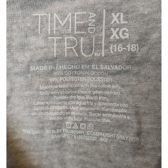 TIME AND TRUE Womens XL Gray Basic Casual Crewneck Short Sleeve T-Shirt Top - Picture 3 of 3